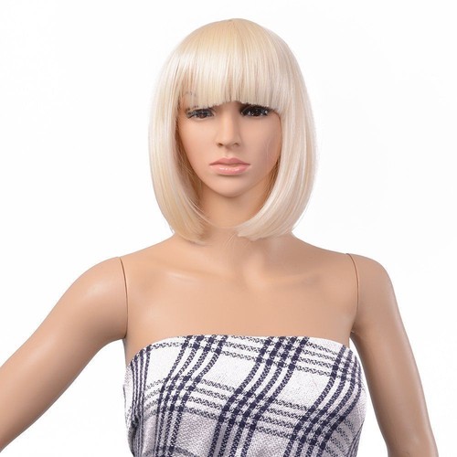 Black Brown Blonde Red Short Straight Bangs Bob Women Hair Wig Full Wigs + Cap - Picture 6 of 17