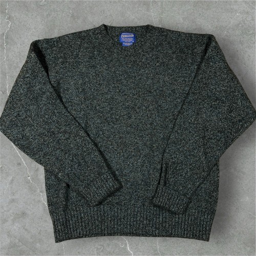 Pendleton 100% Virgin Shetland Wool Size Large Gray Sweater Speckled Heather