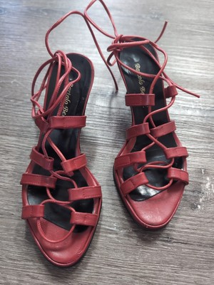 Bartolo Bellini Red Lace Up Heels Womens Size 4 EU 35 Strappy Sandals