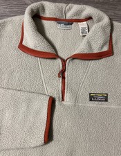 LL Bean 1/4 Zip Pullover Light Beige Sweater Fleece 511605 Men  s Size Large