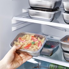 5 Pack Stainless Steel Food Storage Containers Clear Lids Stackable Meal Prep