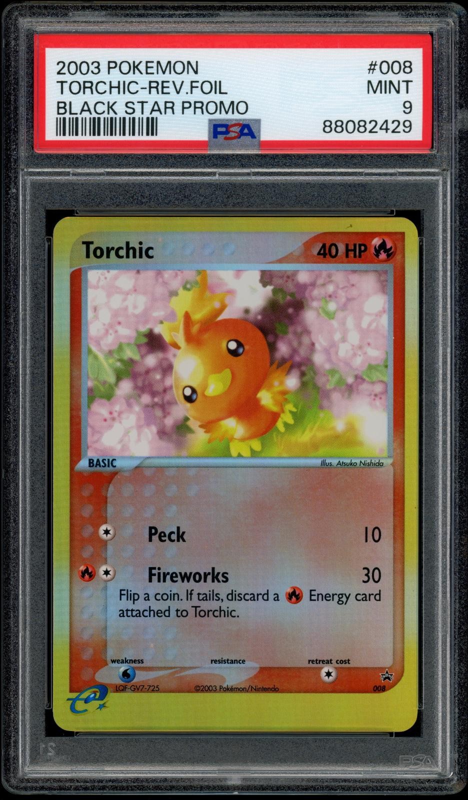 PSA 9 Torchic Reverse Holo #008 Black Star Promo Pokemon League 2003