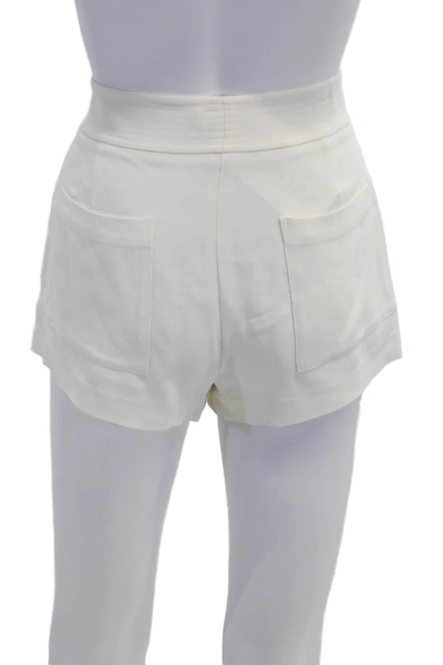 Mini Pantalones Cortos ALC Para Mujer Plisados Tono Plateado Cinturón Blanco Talla 2 Foto 3 de 4