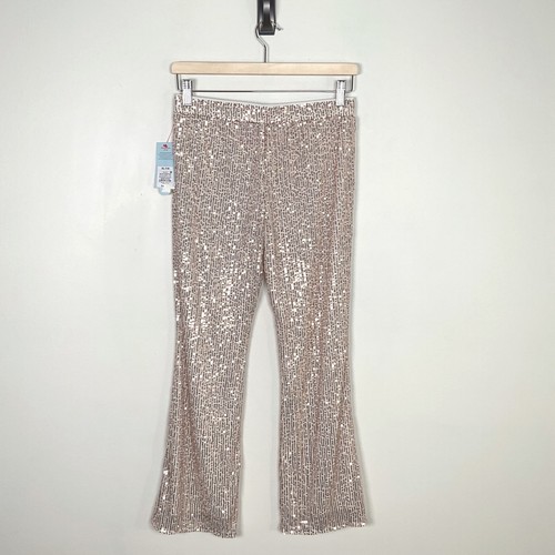 Cat & Jack Sequin Pants Rose Gold Sparkle Flare Leggings Girls XL (14) - Picture 4 of 7