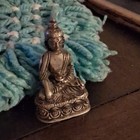 Lot of 2 Small Metal Seated Buddha Figurine Statues - Buddhism — photo 3