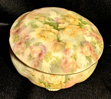 Antique Royal Bayreuth Floral Tapestry Footed Dresser Jar