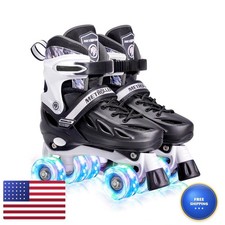 METROLLER Roller Skates Black Medium-Big Kid 1-4 US Light up Wheels