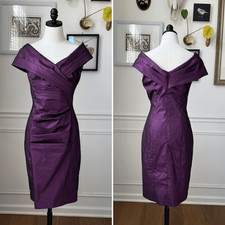 Cachet Ruched Dress Purple Metallic Evening Cocktail 6