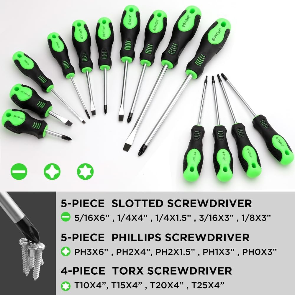 SWANLAKE 86PCS Magnetic Screwdriver Set,Includes Slotted/Phillips