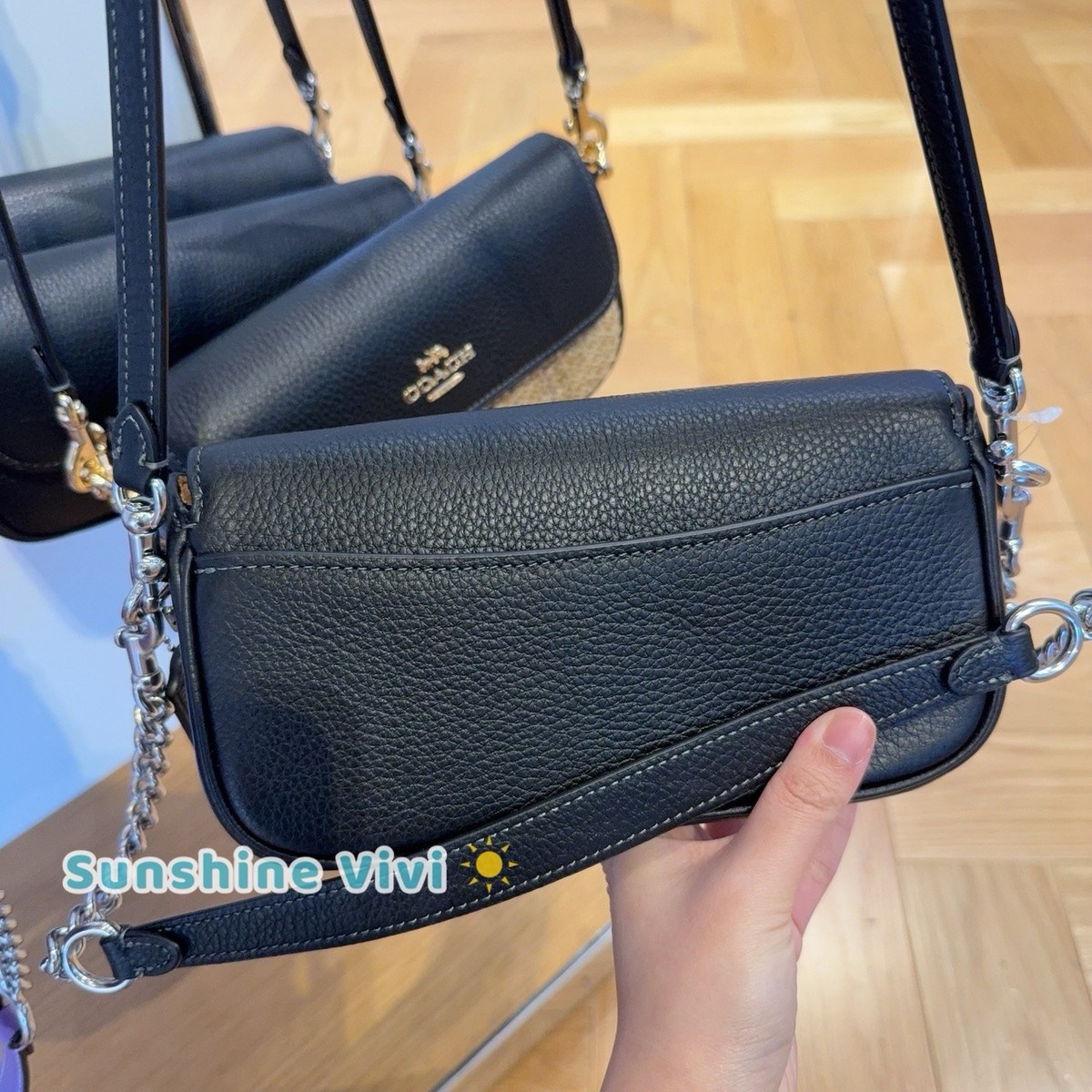 NWT Coach Hailey Flap Bag Leather CAN72 Silver/Black | eBay