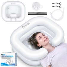 Inflatable Shampoo Basin - Portable Shampoo Bowl Hair Washing Basin for Bedri...