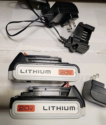 #ad 2 BLACK amp; And DECKER 20V MAX Lithium Ion Battery 1.5Ah 2 Ah #TX1108c Charger $25.00