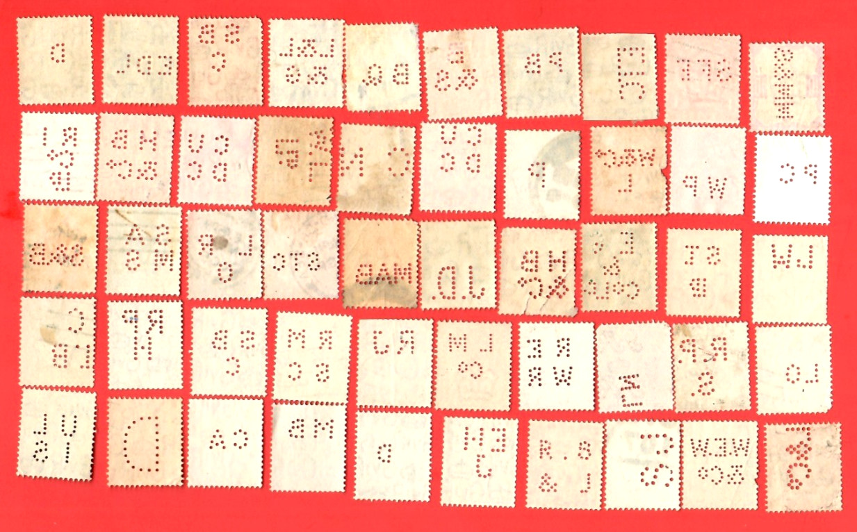 Great Britain Perfin Stamps Used - Perfin Stamp Lot, Free Shipping