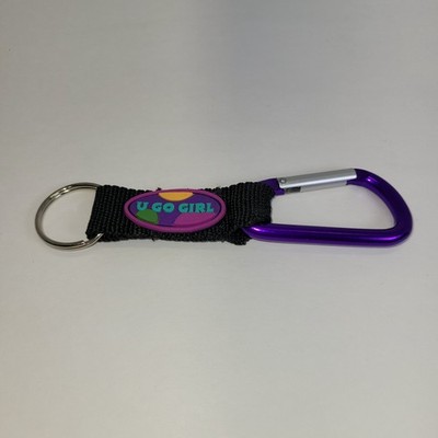 Cloth Strap Carabiner Key Ring w/U Go Girl on Strap