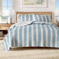 Great Bay Home reversable Coastal blue anchor beach Quilt 2 Piece Set