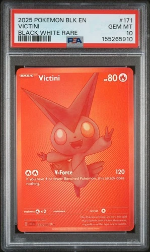 2025 POKEMON BLK EN-BLACK BOLT BLACK WHITE RARE #171 VICTINI PSA 10