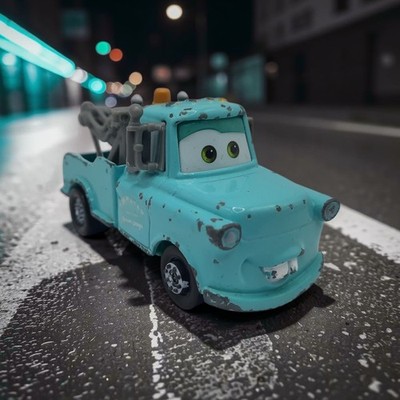 Mater Tow Truck Cars Aqua Blue Disney Pixar Diecast Mattel USED Broken Mirror 