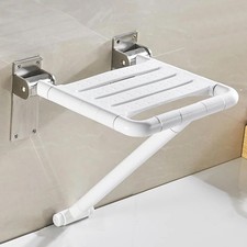 Wall-mounted Folding Shower Seat, Fold Up Shower Stool with Grab Bar, Shower Ch