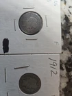 Lot of (2) Barber Dimes 1906 S and 1912 P. 90% Silver Coins Circulated.