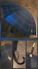 Polo Ralph Lauren BLACKWATCH Plaid BIG PONY Doorman Hook Umbrella VINTAGE 90s