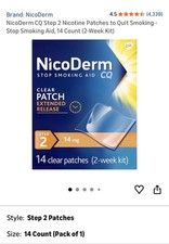 NicoDerm CQ Step 2 Clear Patches, 14mg - 14 Count
