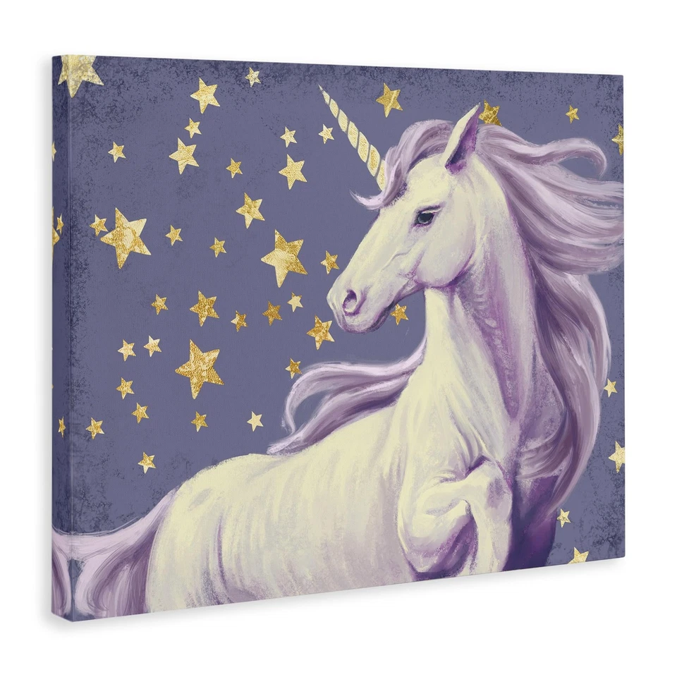 Purple Unicorn in Starry Night Sky Space Fantasy, Designed by Ziwei Li Wall A... Foto 3 de 4