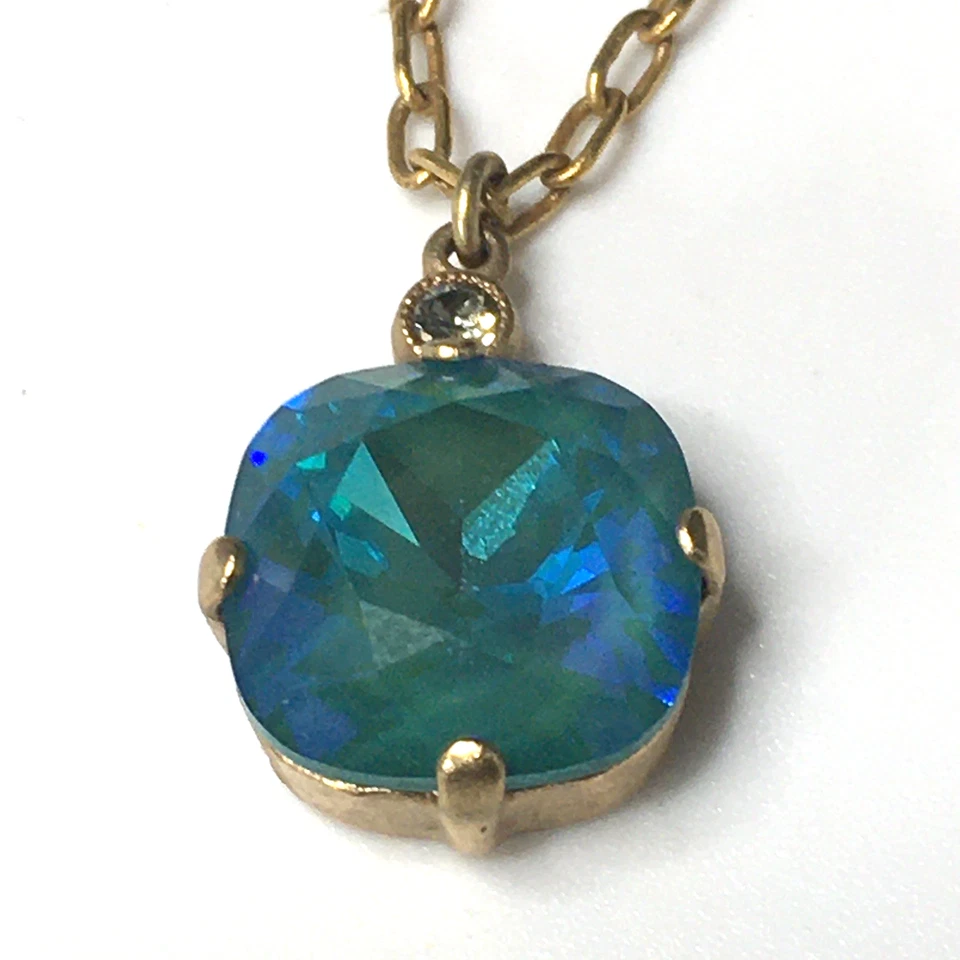 Collar Colgante Catherine Popesco Cristal Azul Tono Dorado 18" Foto 3 de 4