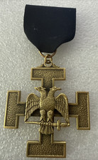 Scottish Rite 32nd Degree - Vintage Wing's Down Medal / Jewel - Black Ribbon