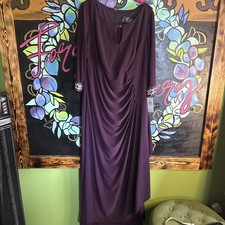 Alex Evenings Jersey Dress with Keyhole Cutout Neckline, Purple, 14W