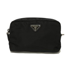 Prada Vela Nylon Clutch Bag Women Black One Size