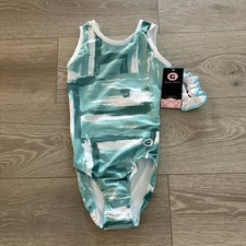 Gym Gear Leotards Girls Teal White Abstract Gymnastics Leotard Child Large 10