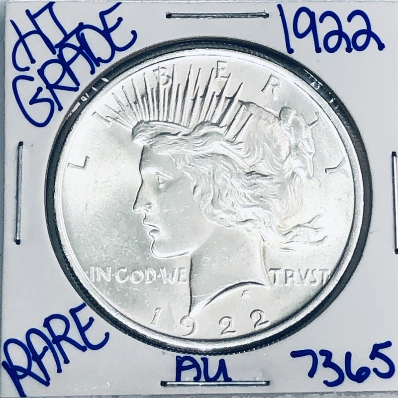 1922 SILVER PEACE DOLLAR AUTHENTIC HI GRADE U.S. MINT COIN FREE SHIPPING 7365