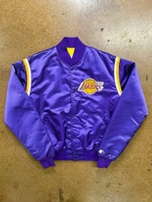 Vintage 80s Los Angeles Lakers Starter Jacket Mens Large Satin Made In USA NBA