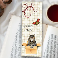 Cat In A box Bookmark - If I Fits, gift for readers, book club, collectable