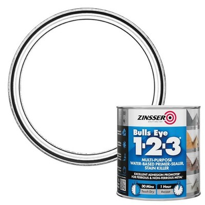 Zinsser Bulls Eye 1-2-3 Primer Versiegelung & Fleckenvernichter 1 Liter glattes weißes Finish