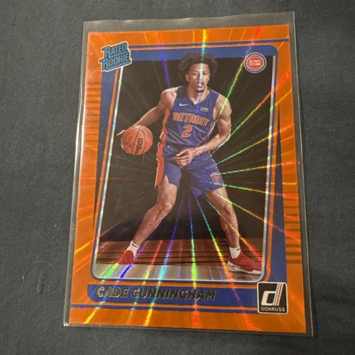 2021-22 Panini Donruss Rated Rookie Cade Cunningham #211 Holo Orange Laser