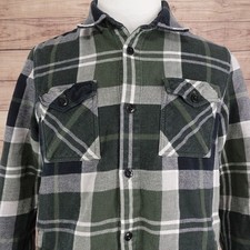 Barbour Shirt Mens L Green Plaid Flannel Long Sleeve Button Up Pockets