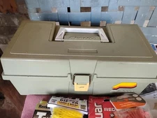 Plano Vintage Tackle Box Loaded W/ Tackle!! Lures Weights Stringer Corks Swivels