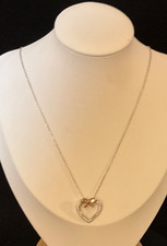 NECKLACE 925 STERLING SILVER HEART WITH CRYSTALS ON 925 18" CHAIN