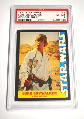 Luke Skywalker Rookie RC 1977 Star Wars Wonder Bread Card #1 PSA 8 Mark Hamill
