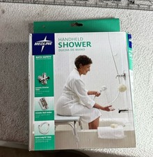 Medline Handheld Shower Head: With Valve, Wall Holder, Extra Long 84" Hose New