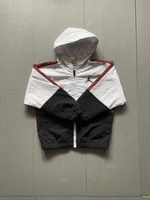 Jordan Boys Windbreaker Jacket Hooded White Black Red Size S 8-10 YRS