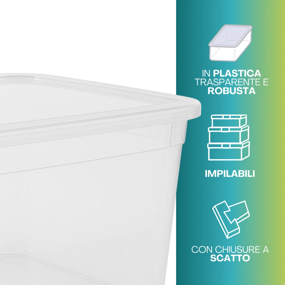 [1, 4 o8] Contenitore Salvaspazio Trasparente 43 LT 58x38,5x29 cm Box - 672 - Immagine 3 di 4