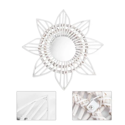 Retro Wall-mounted Decorative Mirror Woven Round Dressing Rattan - image 1 of 4