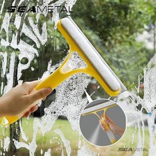 SEAMETAL 3-in-1 Car Window Cleaning Scraper Silicone Squeegee Glass Wiper