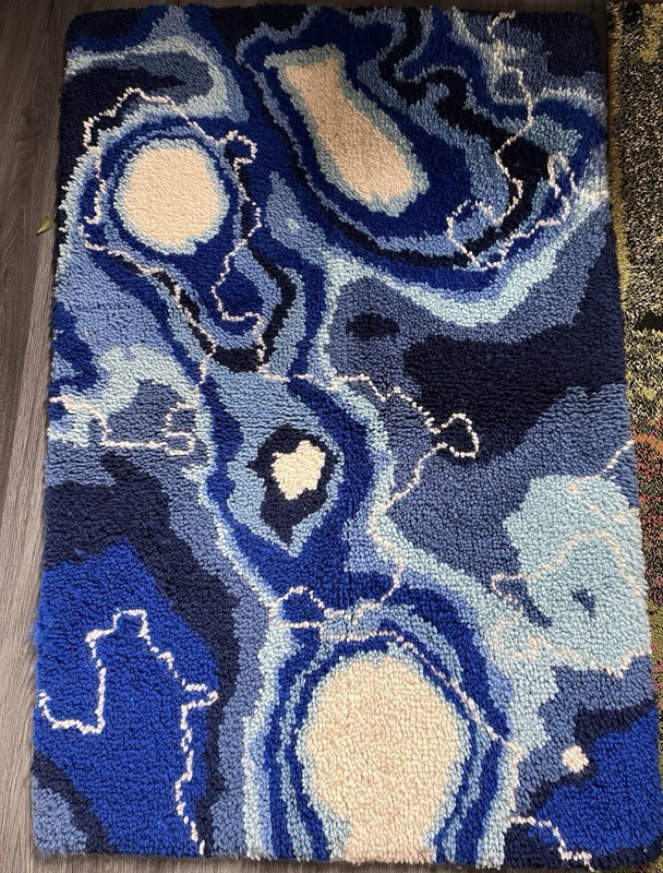 Fabulous Vintage MCM Abstract Textile Rug Rya Style Shag Wall hanging