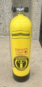 PROFESSIONAL Scuba Diving Aluminum Air Tank VVintage 27" with Valve USA LOOK!
