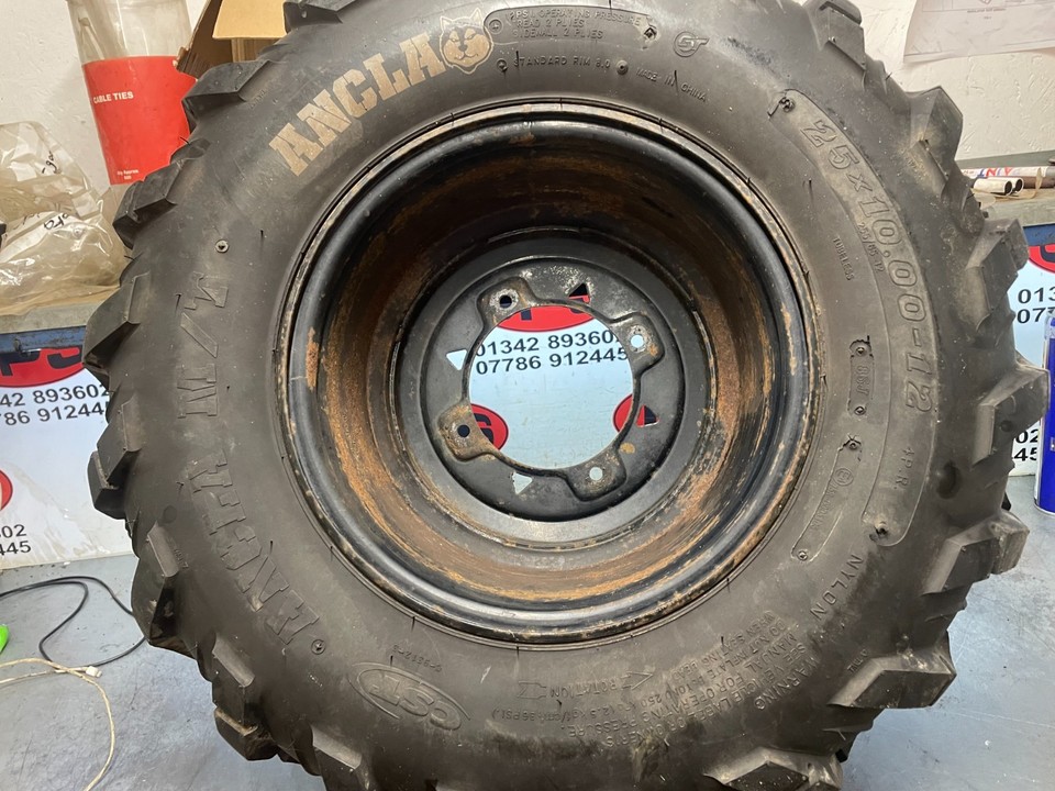 4 stud rear 12 x 8 wheel rim + 25x10-12 tyre X Polaris Ranger 500 4x4 ...