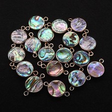 Tiny 4mm Mother of Pearl, Nacre, DIY, bracelet connector charm Gold plate bezel