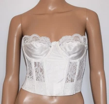 Vintage VICTORIA'S SECRET White Lace Back Closure Unpadded Corset Bustier 34B